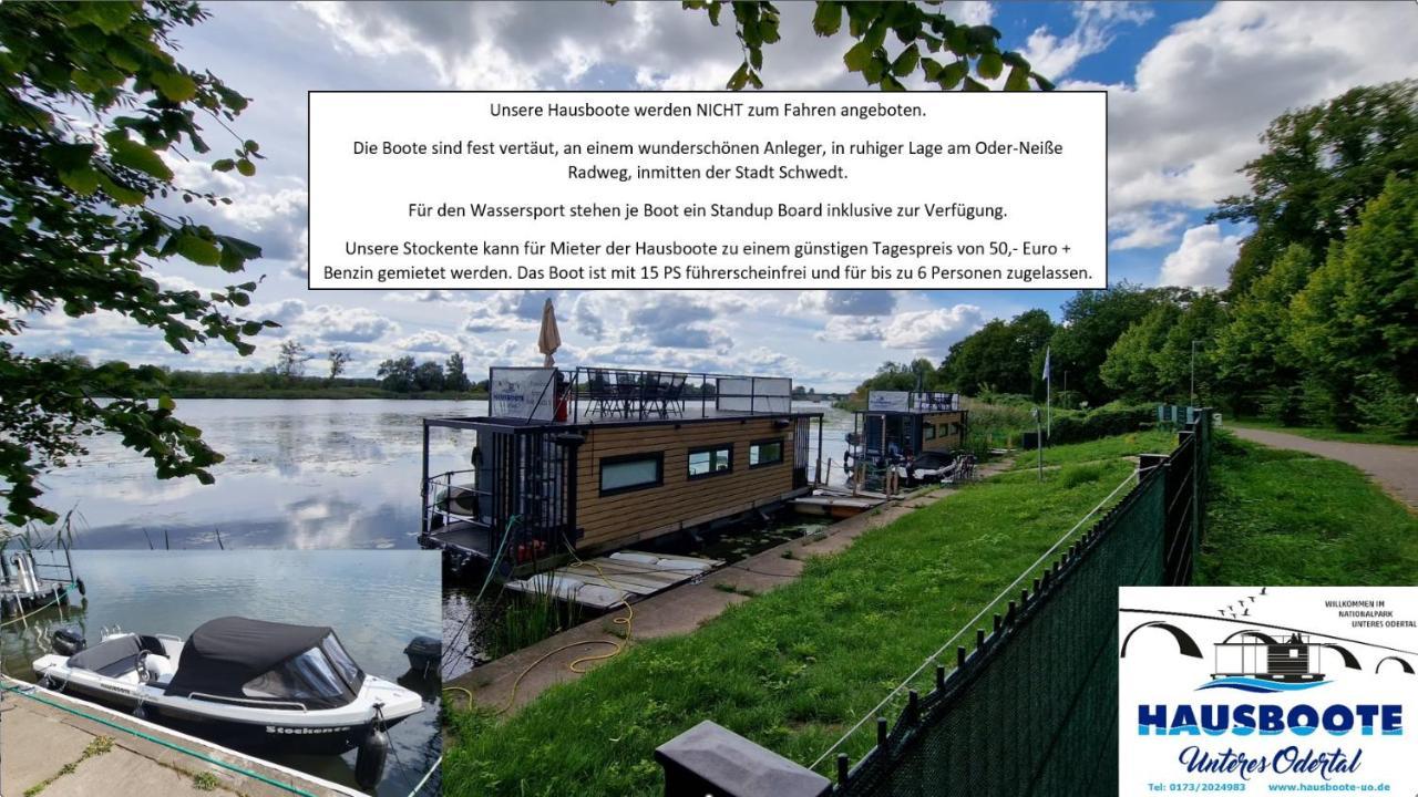 Hausboote Unteres Odertal Hausboot Kranich Hotel ชเวดท์ ภายนอก รูปภาพ